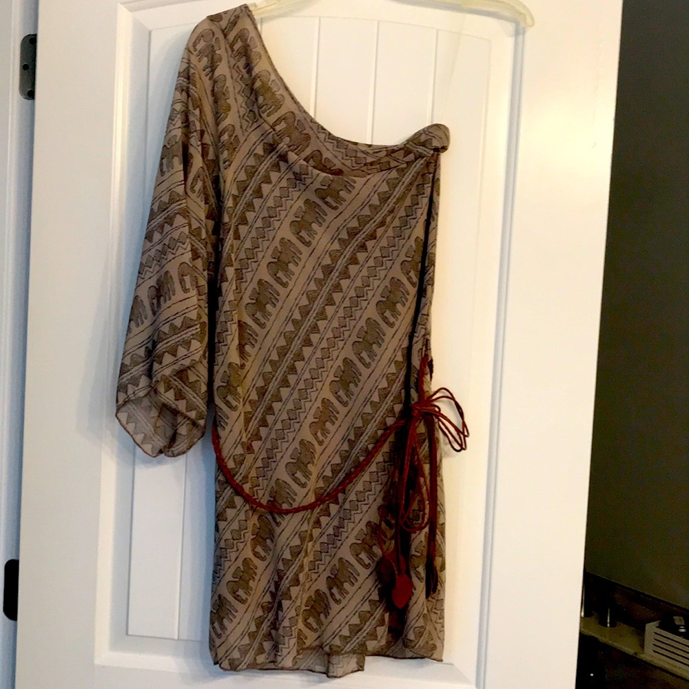 One Shoulder Dress with Braided Belt